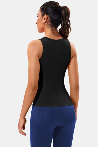 Black High Neck Full Back Seamless Tight Fit Ribbed